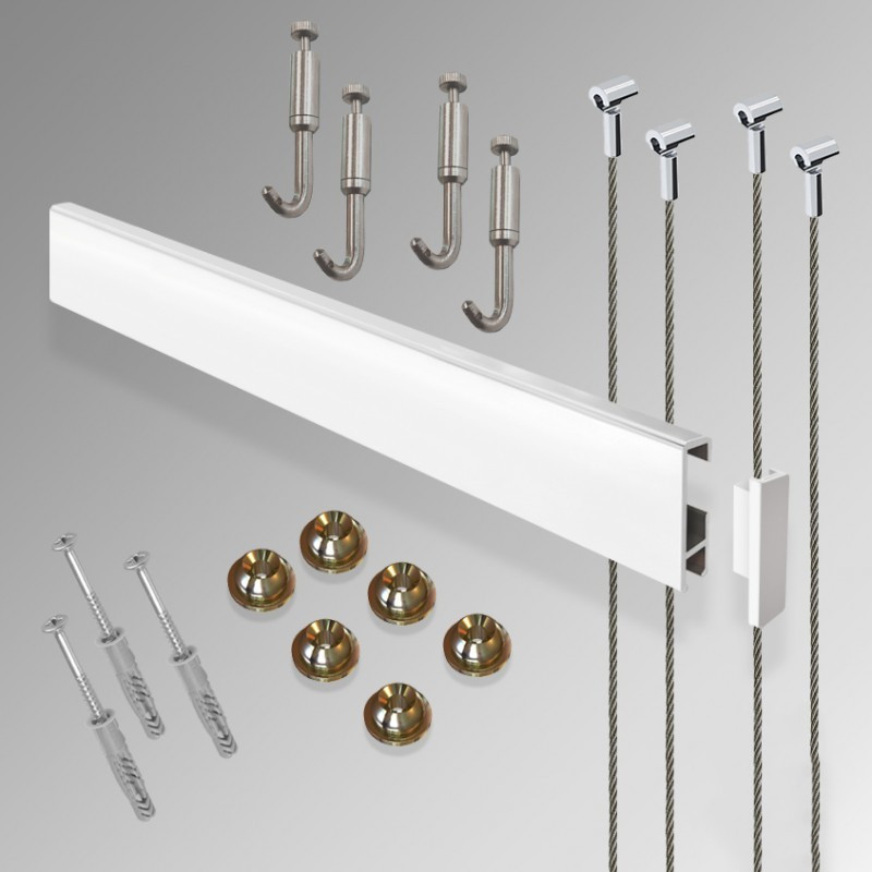 Heavy Duty Art Gallery Clip Rail Hanging System – 2m 60KG Complete Kit