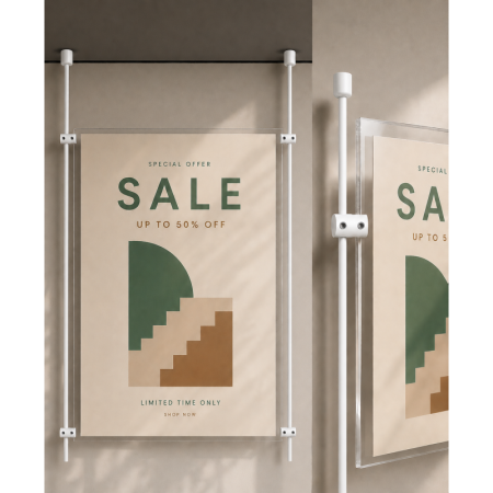 A0 Ceiling Mounted Rod Display System