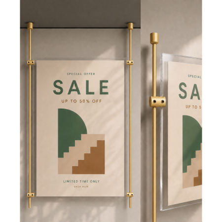A0 Ceiling Mounted Rod Display System