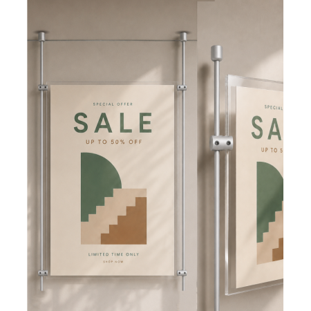 A0 Ceiling Mounted Rod Display System