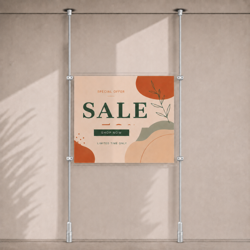 A1 Ceiling to Floor Mounted Rod Display System