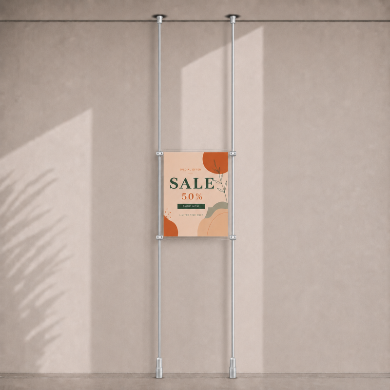 A3 Ceiling to Floor Mounted Rod Display System