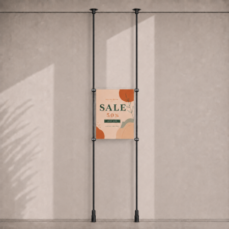 A3 Ceiling to Floor Mounted Rod Display System