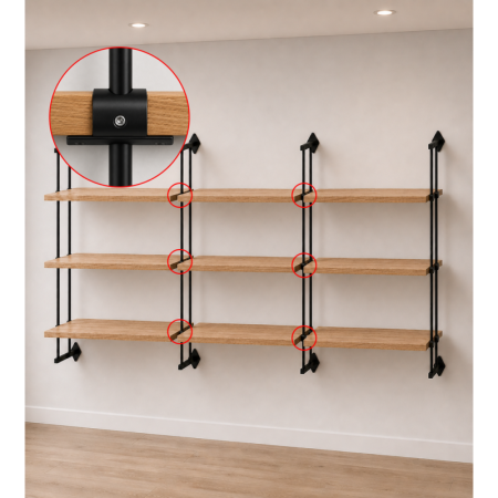 Double Wooden Shelf Support for 6mm Rod – Fits Shelves Up to 35mm Thick