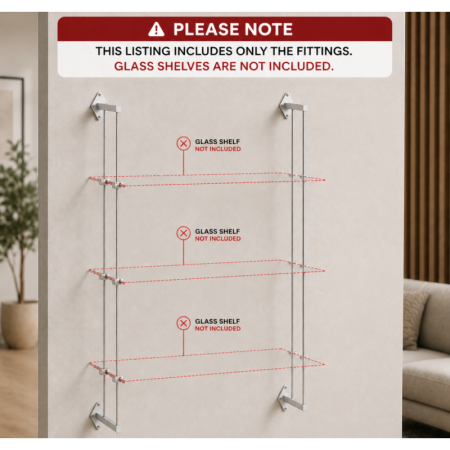 Wall to Wall Glass Shelf Rod Display Kit (Fittings Only)