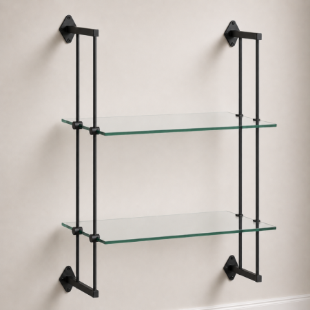 Wall to Wall Glass Shelf Rod Display Kit (Fittings Only)