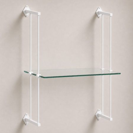 Wall to Wall Glass Shelf Rod Display Kit (Fittings Only)