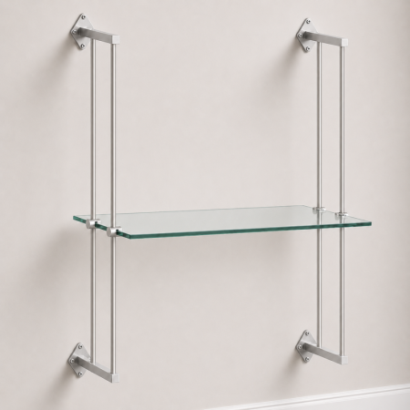 Wall to Wall Glass Shelf Rod Display Kit (Fittings Only)