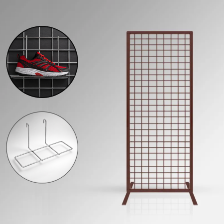 Freestanding Mesh Shoe Display Panel with Adjustable Shelves