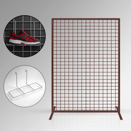 Freestanding Mesh Shoe Display Panel with Adjustable Shelves