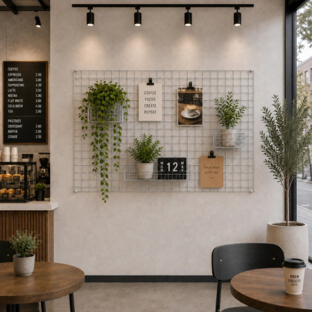 Wall-Mounted Grid Mesh Display Panel