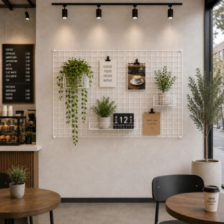 Wall-Mounted Grid Mesh Display Panel