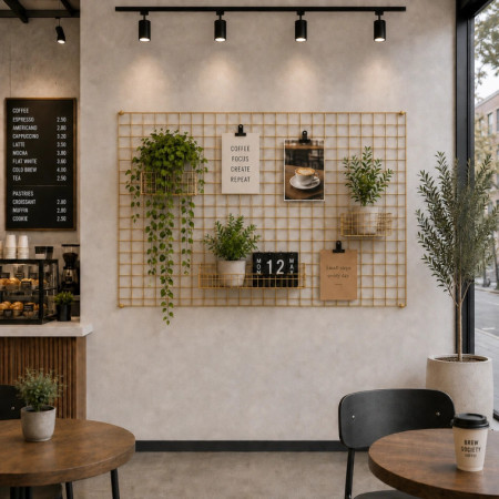 Wall-Mounted Grid Mesh Display Panel
