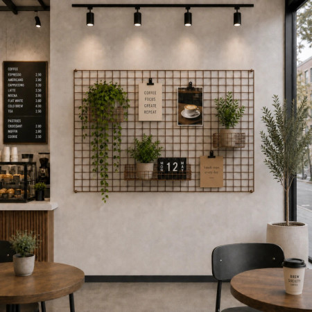 Wall-Mounted Grid Mesh Display Panel