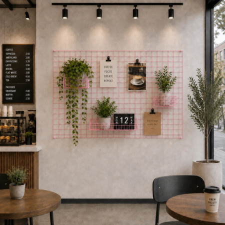 Wall-Mounted Grid Mesh Display Panel