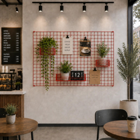 Wall-Mounted Grid Mesh Display Panel