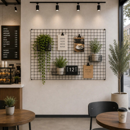 Wall-Mounted Grid Mesh Display Panel