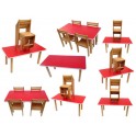 Kids beech wood preschool classroom study table-Red